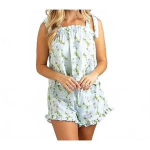 NEW 8 OAK LANE sleeveless tie top woven vintage rose print shorty pajama set in